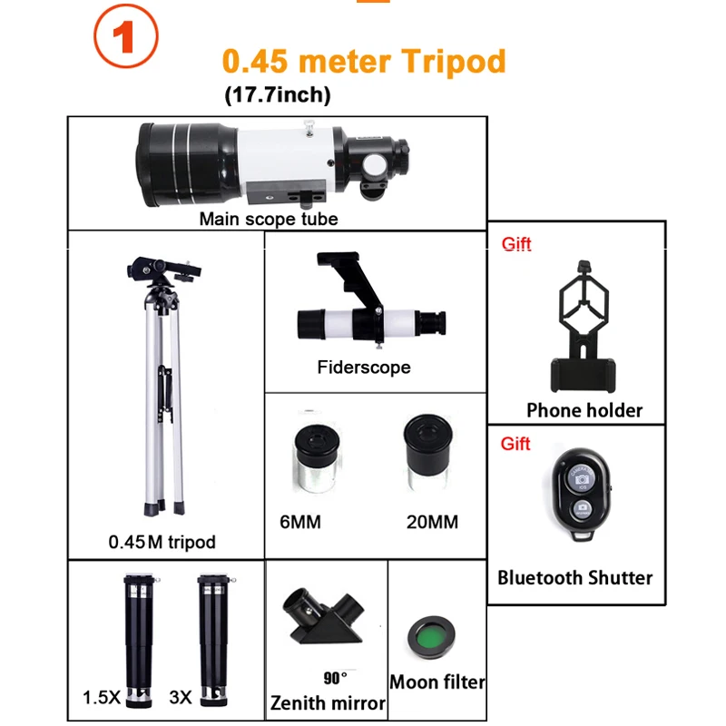 Professionelles astronomisches Teleskop F30070, Monokular – Bild 6