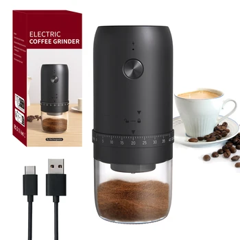 Tragbare elektrische USB-Kaffeemühle mit 40 Gängen, externe, verstellbare, wiederaufladbare Mühlen
