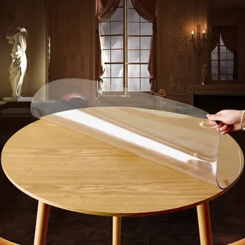 Transparenter runder Tischteppich aus PVC, wasserdichte Tischdecke, Küchenmuster, Tischdecke, Glas, weiches