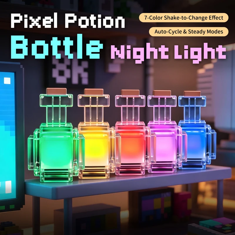 Wiederaufladbare Nachtlampe 7 Farben Flüssigmedizin-Flasche – Bild 2