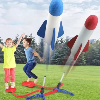 Kinder im Freien Rakete Fuß pumpe im Freien Luft pressen hoch fliegende Rakete Anzug springt luft betriebene