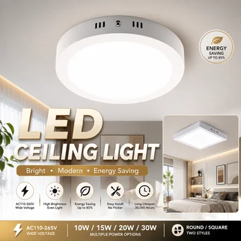 LED-Deckenleuchte, 110-265 V, ultradünnes Panel, LED-Licht für Wohnzimmer, Schlafzimmer, Innenbeleuchtung, 20