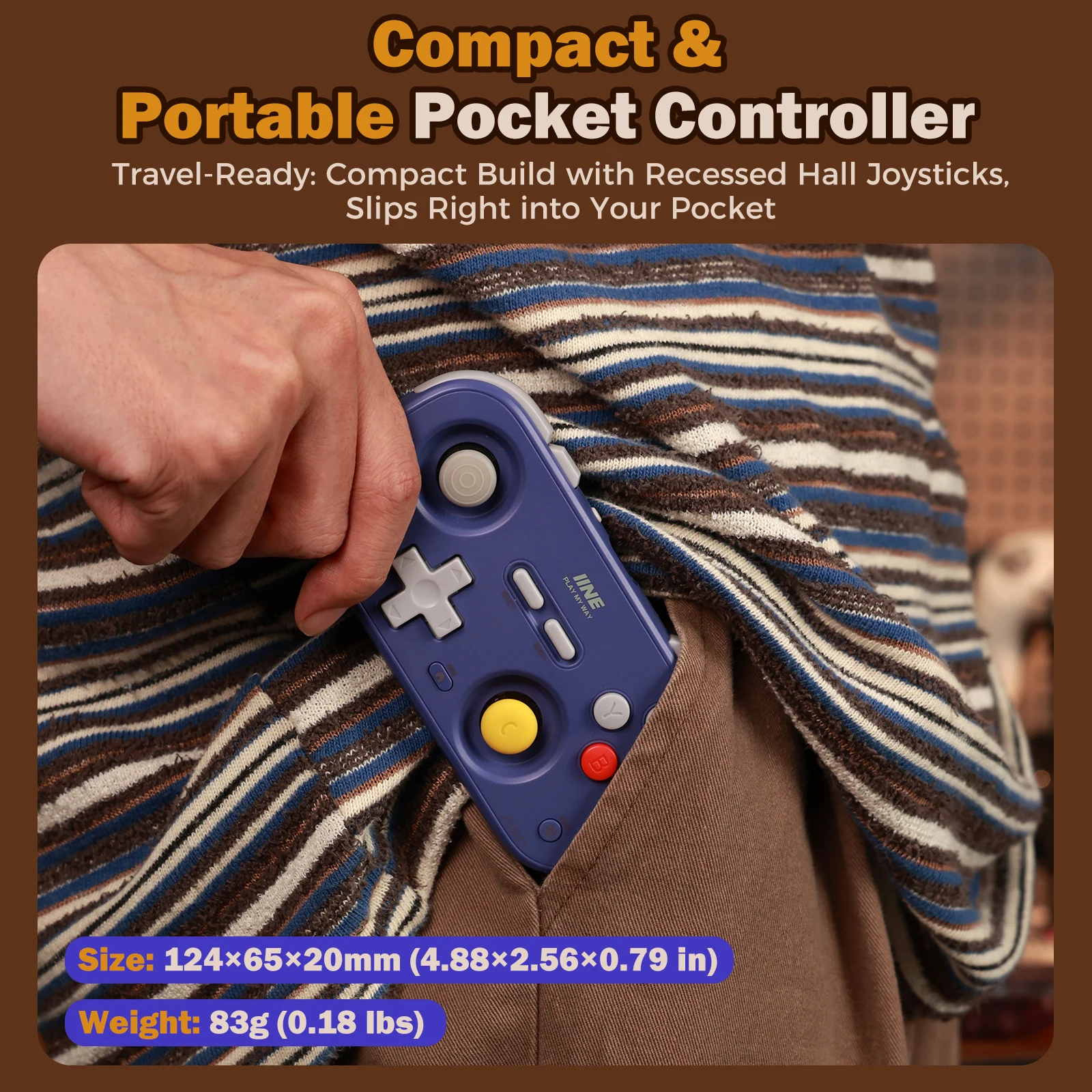IINE Pocket Retro-Game-Controller, 1000 Hz versenkter Stick – Bild 4