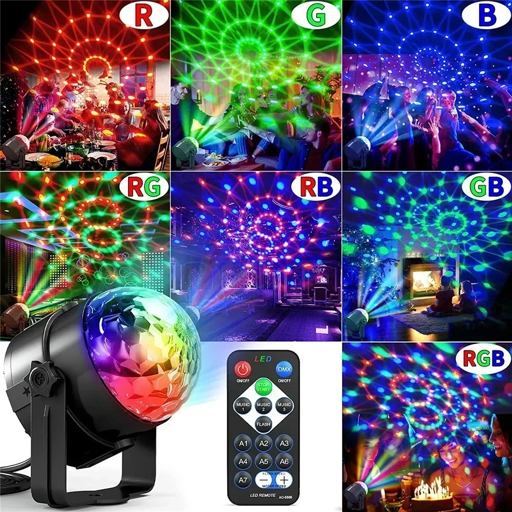 RGB LED Bühne Disco Licht Rotierenden DJ Ball Strobe Sound – Bild 4