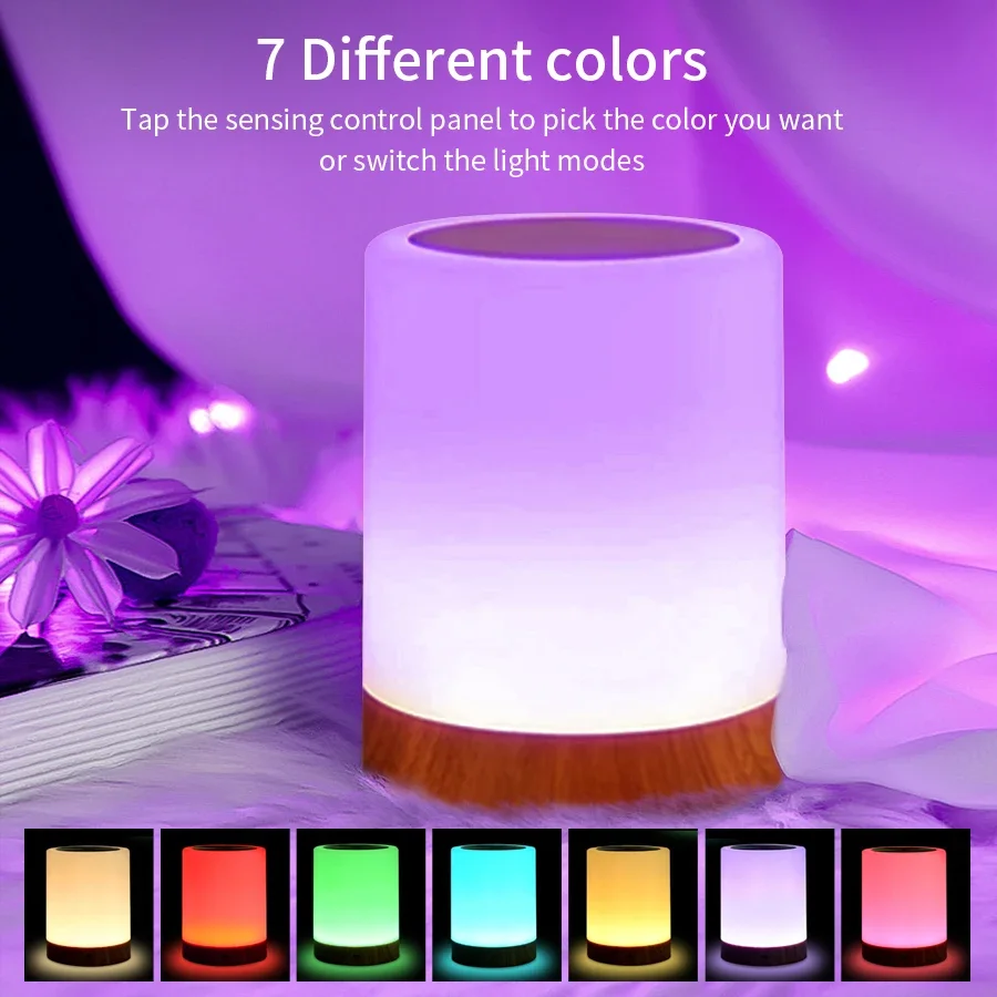 Touch Nachttischlampe RGB USB wiederaufladbar Nachtlicht – Bild 2
