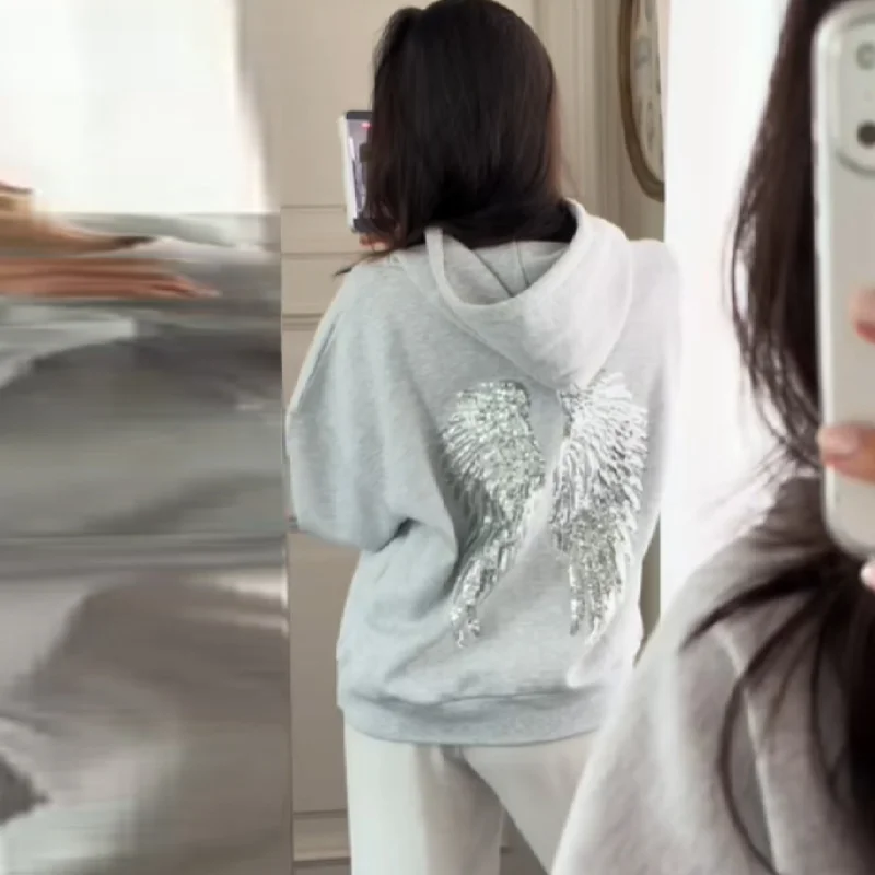 Damen-Pullover mit glänzenden Pailletten, Engelsflügel – Bild 6