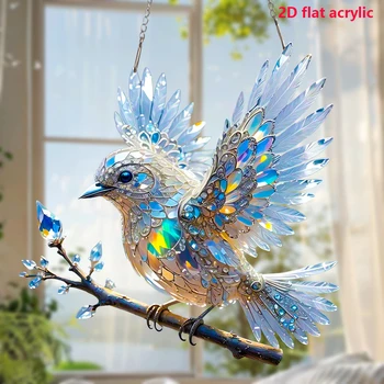 2D Hübscher Vogel gebeiztes Fenster zum Aufhängen, Vogel-Kunst-Anhänger für Küche, Wohnzimmer, Büro