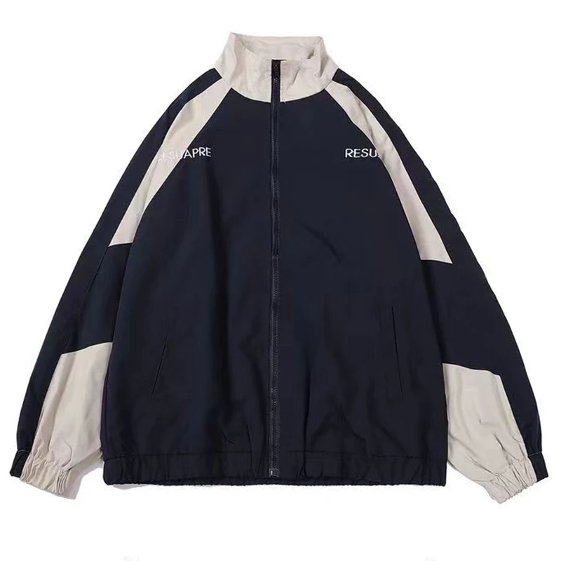Hip Hop Varsity Jacke Männer High Street Patchwork Farbe