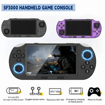 SF3000 Retro-Handheld-Videospielkonsole, klassische Spiele, Taschenspieler mit 4,5-Zoll-IPS-Bildschirm, 3000