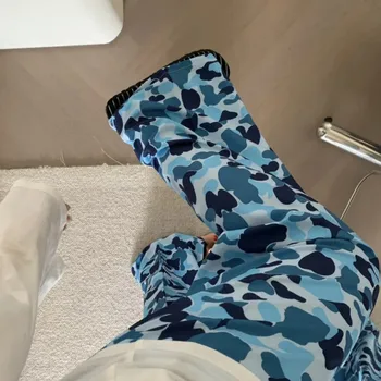 Ultra-dünne Seersucker-Loungehose mit niedlichem Nasensnoten-Print, lockere lange Schlafhose, Loungewear