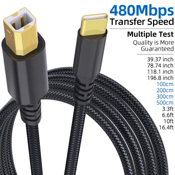 USB-C-auf-B-Druckerkabel mit hoher Geschwindigkeit für HP, Canon, Brother, Samsung, Dell, Epson, Lexmark