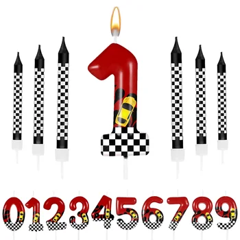 Rote Rennwagen zum Thema Geburtstag für Kuchenkerzen, Nummer 0 1 2 3 4 5 6 7 8 9 10 Kerze (7 Stück)