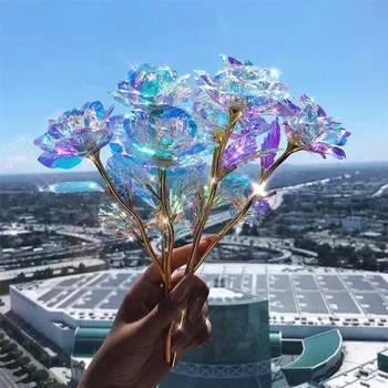 18 cm 24 Karat goldene Rosenblume, Valentinstagsgeschenk, künstliche Rosen, Folien-Rosenblumen, Party