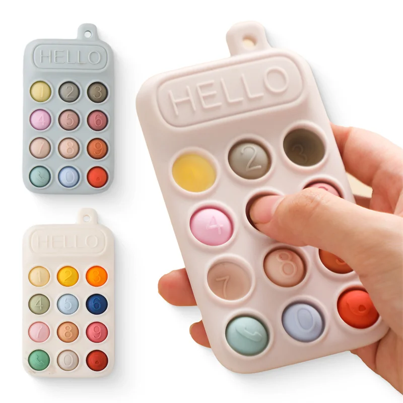 Baby Silikon Handy-Beißring Spielzeug mit Druckknöpfen und