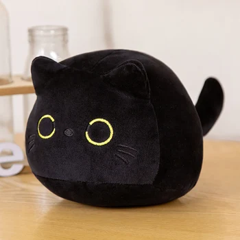 7/11/20CM Kawaii Kleine Kuschelige Schwarze Katze Plüsch Puppe Cartoon Gefüllte Runde Ball Katze Plushie