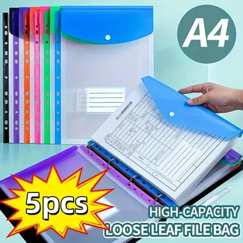 5er-Pack bunte Aktenordner im A4-Format | 11-Ringbuchtaschen | Robuster PP-Organizer | Für Schule, Büro