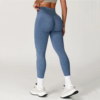 Yoga-Hosen Sportleggings für Damen Nahtlose Sport-Yogahose mit Hoher Taille Gerippte Fitnesskleidung