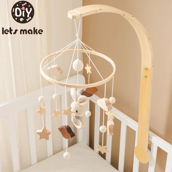 Baby Holz Bett Glocke Cartoon Kaninchen Mobile Hängen Rasseln Spielzeug Aufhänger Krippe Mobile Bett Glocke