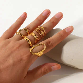 Mode Einfache Edelstahl Ringe Für Frauen Gold Farbe Glatte Geometrische Offene Ringe Arc Ringe Diamanten