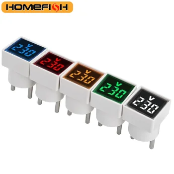 1 x LED-Digital-AC-Voltmeter-Anzeige, quadratisch, EU-Stecker, digitales Voltmeter, 50-500 V