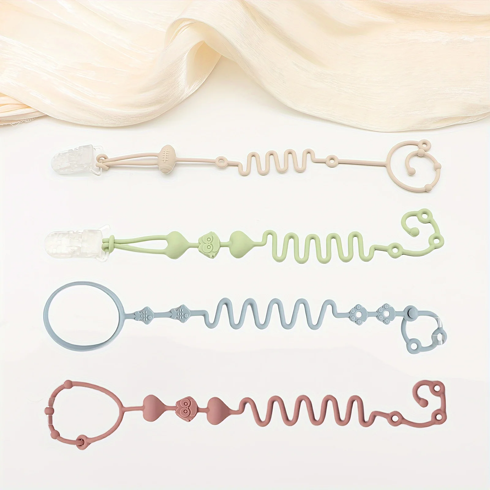 4 Stück verstellbare Silikon-Schnullerkette – Bild 6