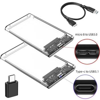 USB 3.0/Typ C zu SATA III Festplattengehäuse für 2,5 Zoll HDD SSD Externes Festplattengehäuse Festplattenboxen