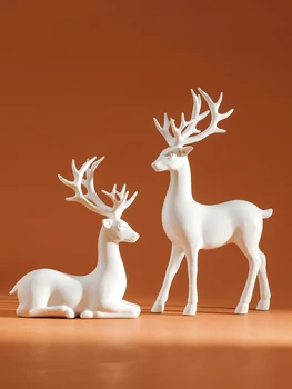 Rentier-Weihnachtstischdekoration für Zuhause, Innenbereich, Weihnachten, Urlaub, kleine Statue (2 Stück)