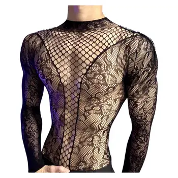 Sommer Herren Mesh Tank Top Transparentes Langarm-Rundhals-T-Shirt für Männer und Frauen Bequemer
