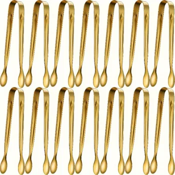 5 goldene Mini-Servierzangen - elegante Vorspeisen- und Snackservierungen aus Edelstahl für Hochzeiten, Partys