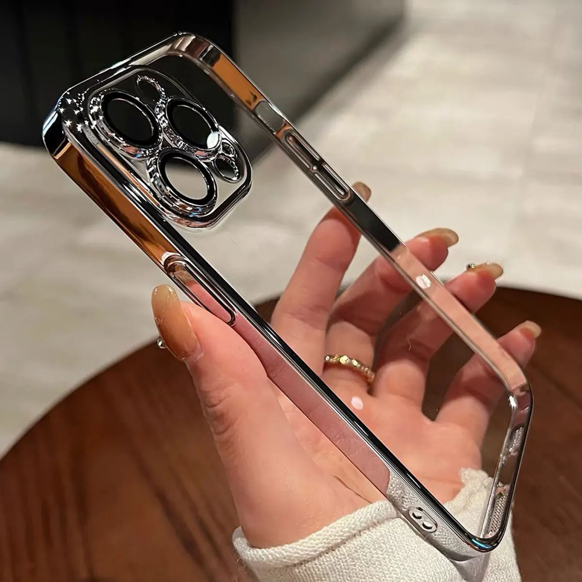Luxuriöse, transparente Silikon-Handyhülle für iPhone 16, 17