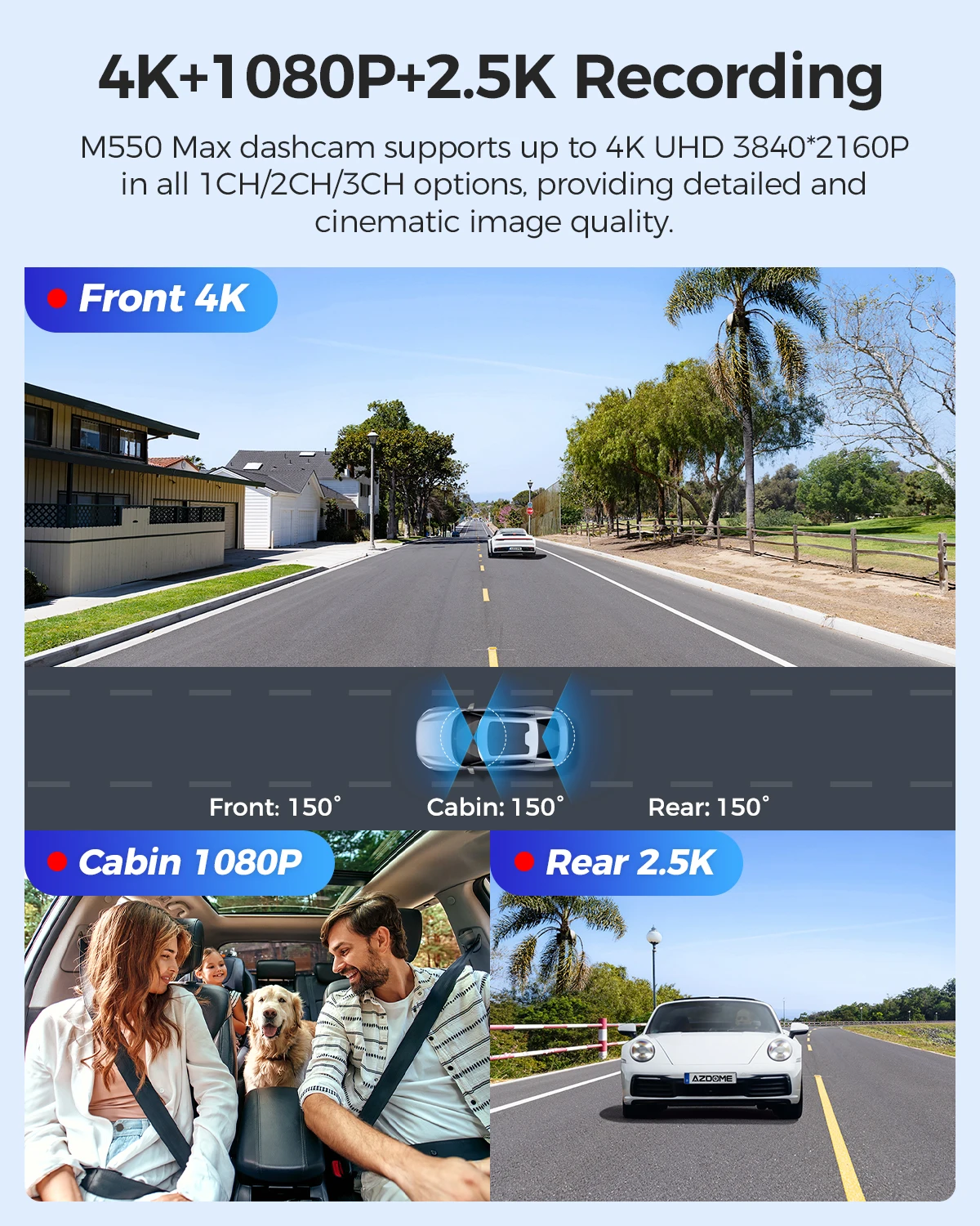 AZDOME M550 Max Dash Cam 4K + 1K + 2,5K Integrierte GPS WiFi – Bild 2