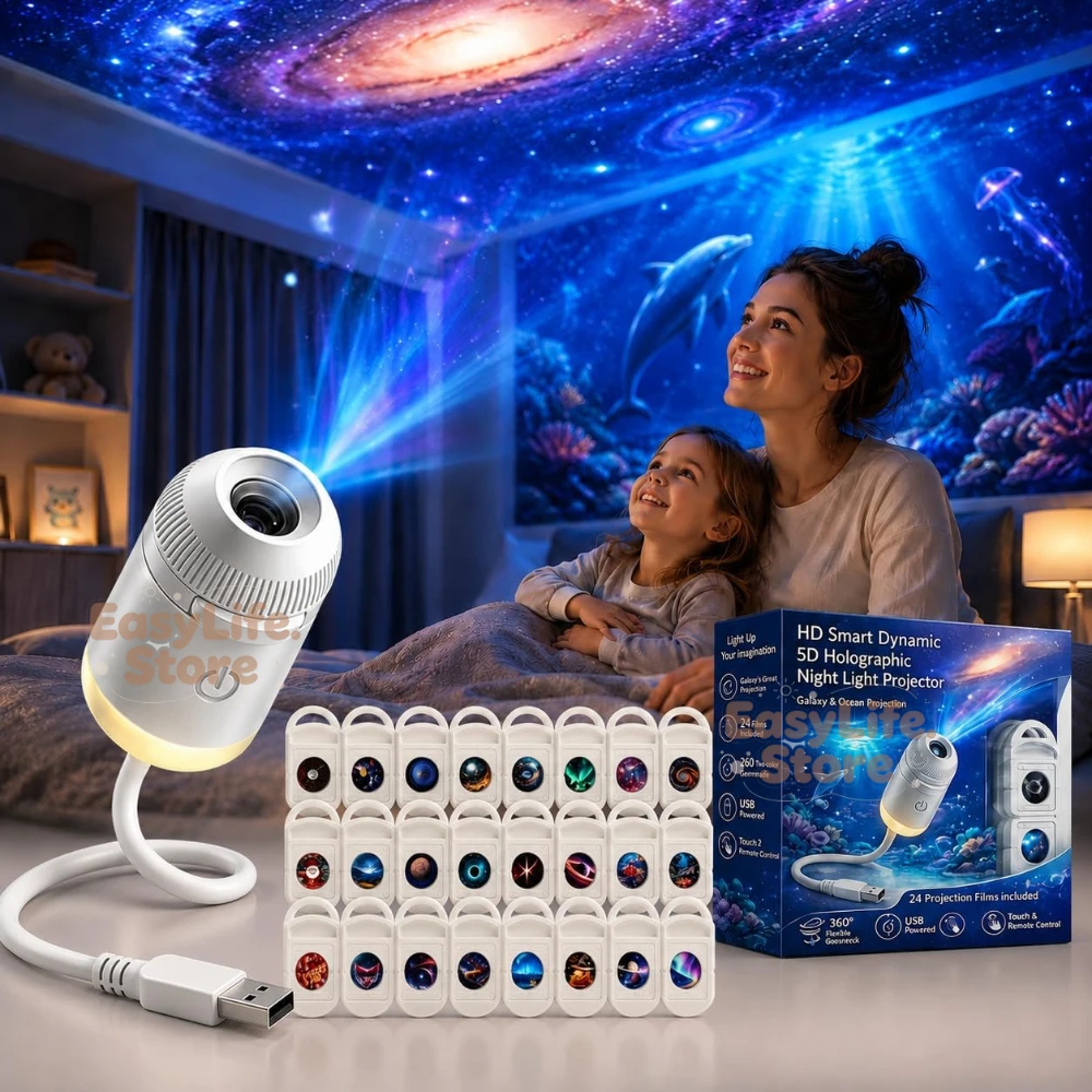 HD Smart Dynamischer 5D Holographischer Nachtlichtprojektor – Bild 2