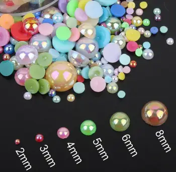 Gotische Design Nagel perle Charme, Punk-Stil Mineral Silber halbrunde Perle für Nägel Tipps, DIY (100 Stück)