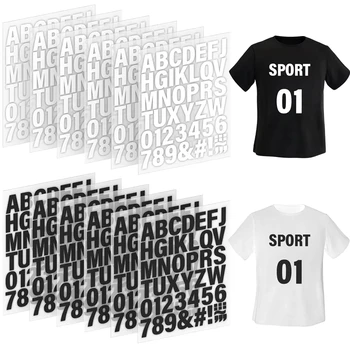 5 Blatt Buchstaben und Zahlen zum Aufbügeln, Wärmeübertragungsbuchstaben, A-Z, PU-Alphabete, Aufkleber