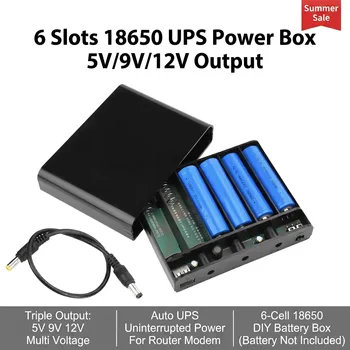 DC USV 5V 9V 12V Ausgang 6x18650 Batterie Unterbrechungsfreie Stromversorgung DIY Power Bank Box für Haus