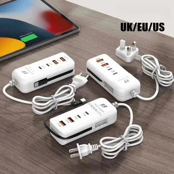 USB-C Schnellladegerät mit mehreren Anschlüssen, EU/US-Stecker