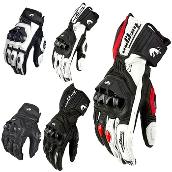 Motorradhandschuhe Schwarz Racing Echtes Leder Motorrad Weiß Straßenreiten Teamhandschuh Sommer Winter Tragbar
