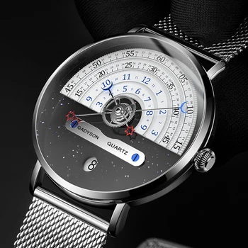 Einzigartige Business-Herrenuhr, modisch, automatisches Datum, Edelstahlarmband, Quarz-Armbanduhr, Mann