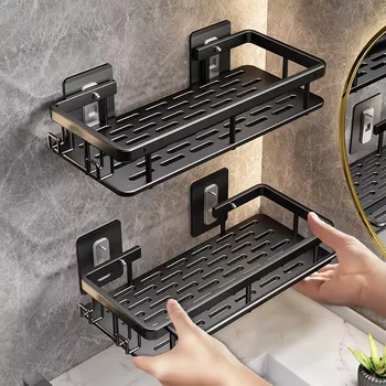 An der Wand montierter Dusch-Shampoo-Rack, Badezimmer-Rack, Handtuchhalter, diamantfreier Ständer, Stativ