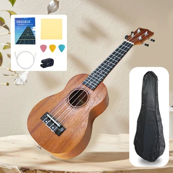 21 Zoll Professionelle Sopran-Ukulele aus Sapele-Holz, Hawaiianische 4-Saiten-Gitarre für Kinder, Schüler