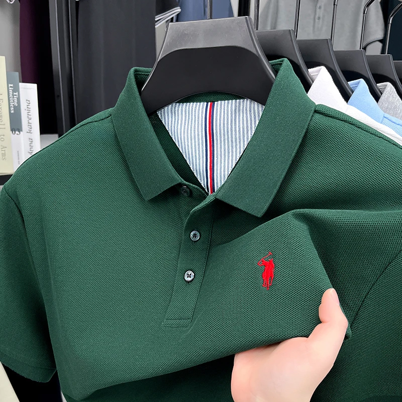 Kurzarm-Poloshirt für Herren aus 100 % reiner Baumwolle – Bild 4