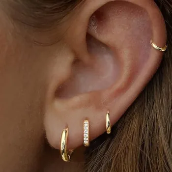 Modische Kristall-Creolen für Damen, trendige, schlichte, kleine, runde Hängeohrringe, Punk-Schmuck (8 Stück)