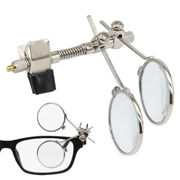 Lupe für die Uhrenreparatur, 10-fache Doppellinsen, Edelstahl-Clip-Lupe, drehbarer Durchmesser, 25 mm