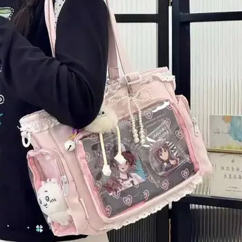 Y2K süße japanische Ita Tasche Lolita Mädchen transparente Schultertasche große Kapazität Umhängetasche Casual