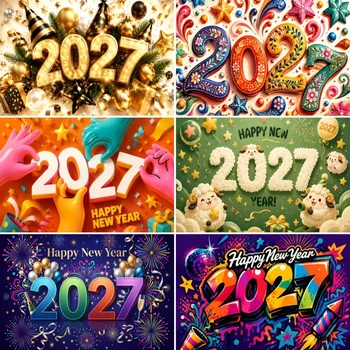 Frohes Neues Jahr 2027 Hintergrunddekoration Silvester-Party-Dekoration Hintergrund 2027 Countdown-Feier