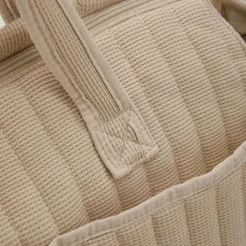 Wasserdichte feste Wickeltasche multifunktionale beige Pflege Wickeltasche großer Windelrucksack