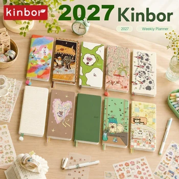 2027 Kinbor Wochenplaner Notizbuch Schlankes Tragbares Wöchentliches Planungs- und Kalender-Set für Monat