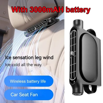 Autositzventilator vorne und hinten, Kopfstütze, Kühlluftventilator, große 3000 mAh Batteriekühlung, 3