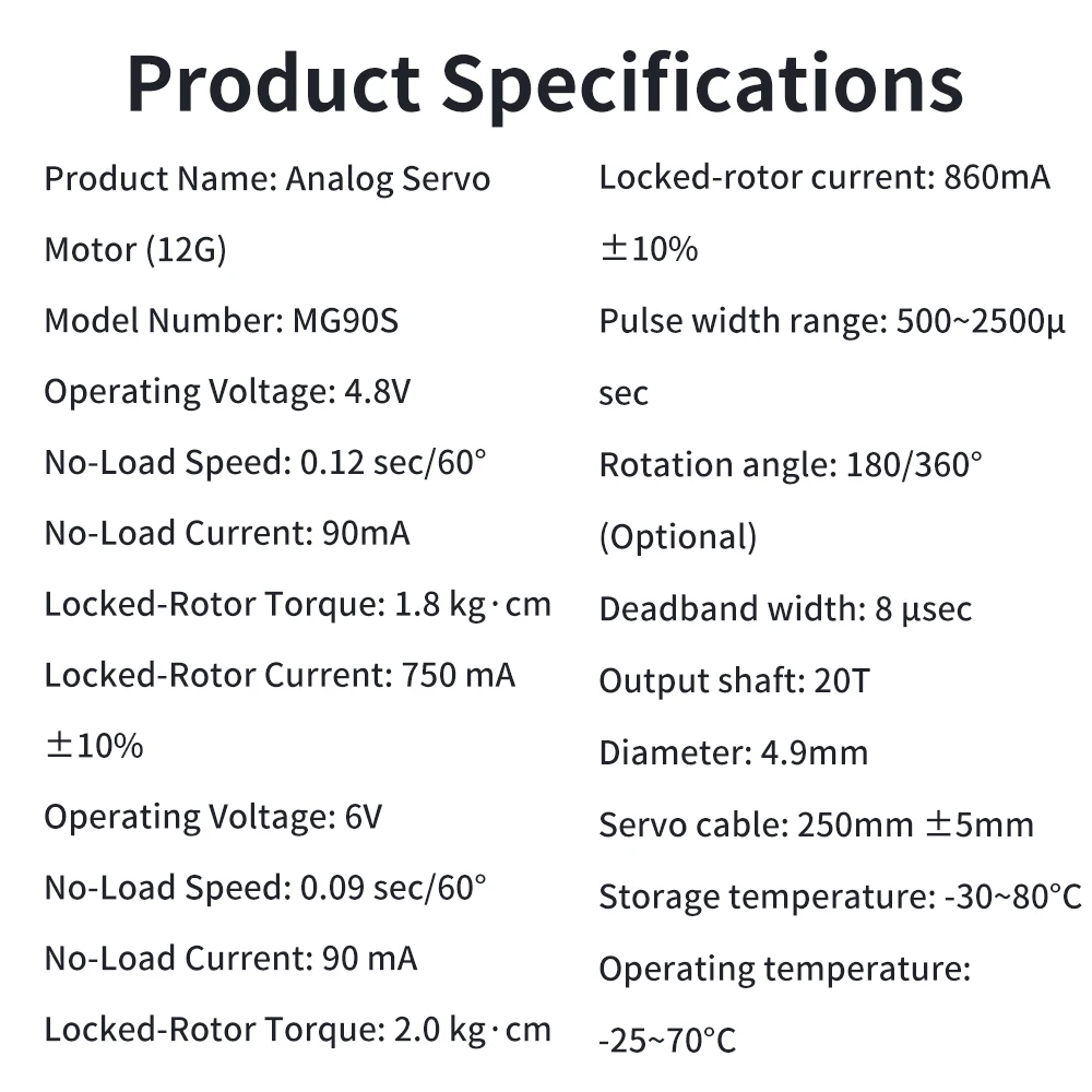 MG90S 180 Grad Micro-Servomotor 12 g Aluminium-Eisengetriebe – Bild 6