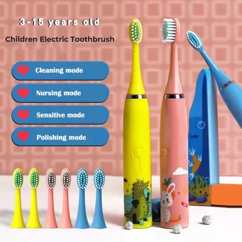Kinder elektrische Zahnbürste Kid Cartoon Ultraschall Sonic elektrische Zahnbürste mit 5 Ersatzköpfen